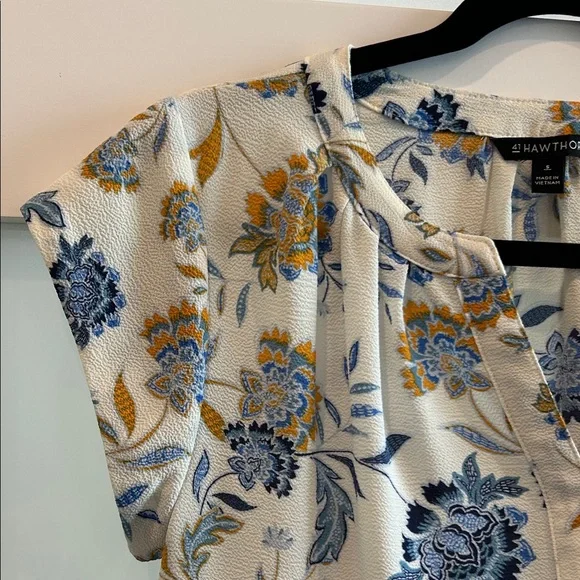 41 Hawthorn Women's Floral Blouse - Blue and Yellow - Picture 4 of 6